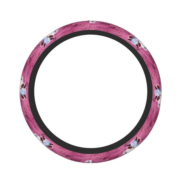 Bingfone Flower Field Cow Steering Wheel Cover - Universal 15 Inches Car Steering Wheel Covers Grip Auto Internal Accessories