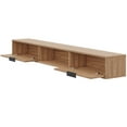 thumbnail image 4 of Nexera Slim Wall-Mounted Tv Stand Fits Tv's up to 72" with 2 Storage Cabinets, Light Walnut, 4 of 9