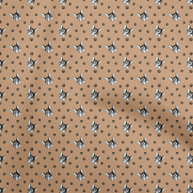oneOone Polyester Spandex Light Brown Fabric Bull Craft Projects Decor Fabric Printed By The Yard 56 Inch Wide