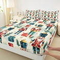 thumbnail image 3 of Feelyou Teens Cartoon Nutcracker Queen Sheet Sets, Christmas Tree Gift Flat Sheet, Winter Snowflake Print Queen Fitted Sheet, Ultra Soft Home Decor, 4pcs, 3 of 7