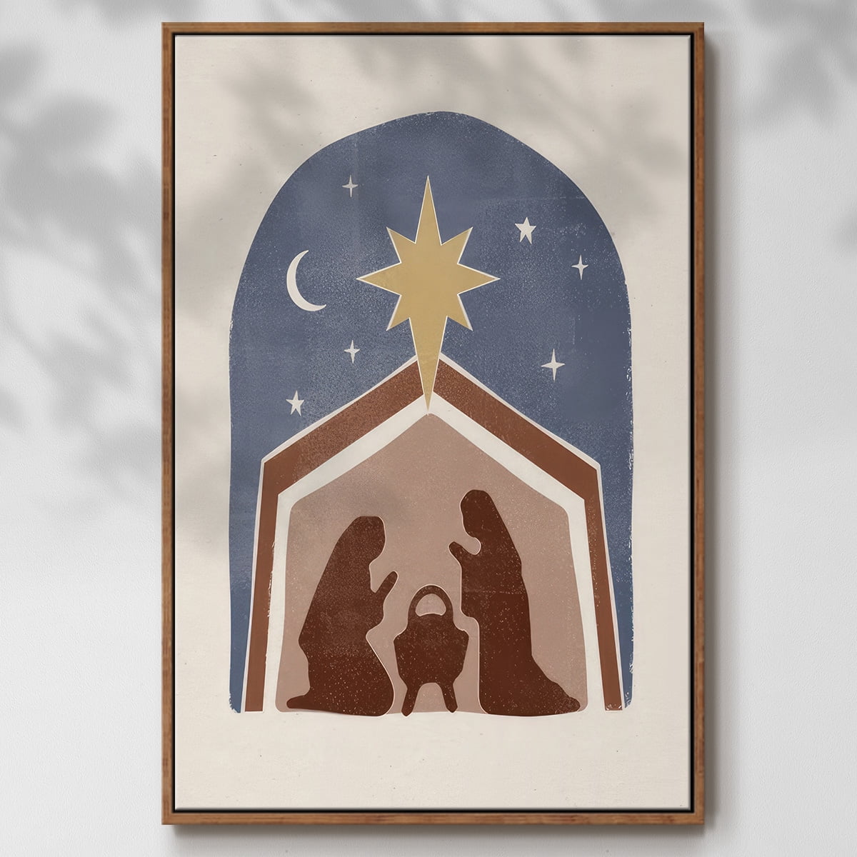 Boho Nativity I - Framed Gallery Wrapped Holiday Canvas - 25 x 37 - Rosewood Frame