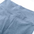 thumbnail image 6 of GEWSEY Women's Lettuce Trim Bell Bottom Flare Pant Elastic High Waist Wide Leg Pants (Blue, L), 6 of 7