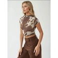 thumbnail image 3 of Printed Slim Fit Crew Neck Crop Top, 3 of 5