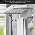 thumbnail image 4 of Caximsy Barra De Toalla Ajustable Para Montaje En Pared De Baño Toallero De Ducha Adhesivo De 17-30,7 Pulgadas Toalleros De Baño De Acero Inoxidable Para Inodoro Cocina Colgador De Toalla Doble (Toall, 4 of 5