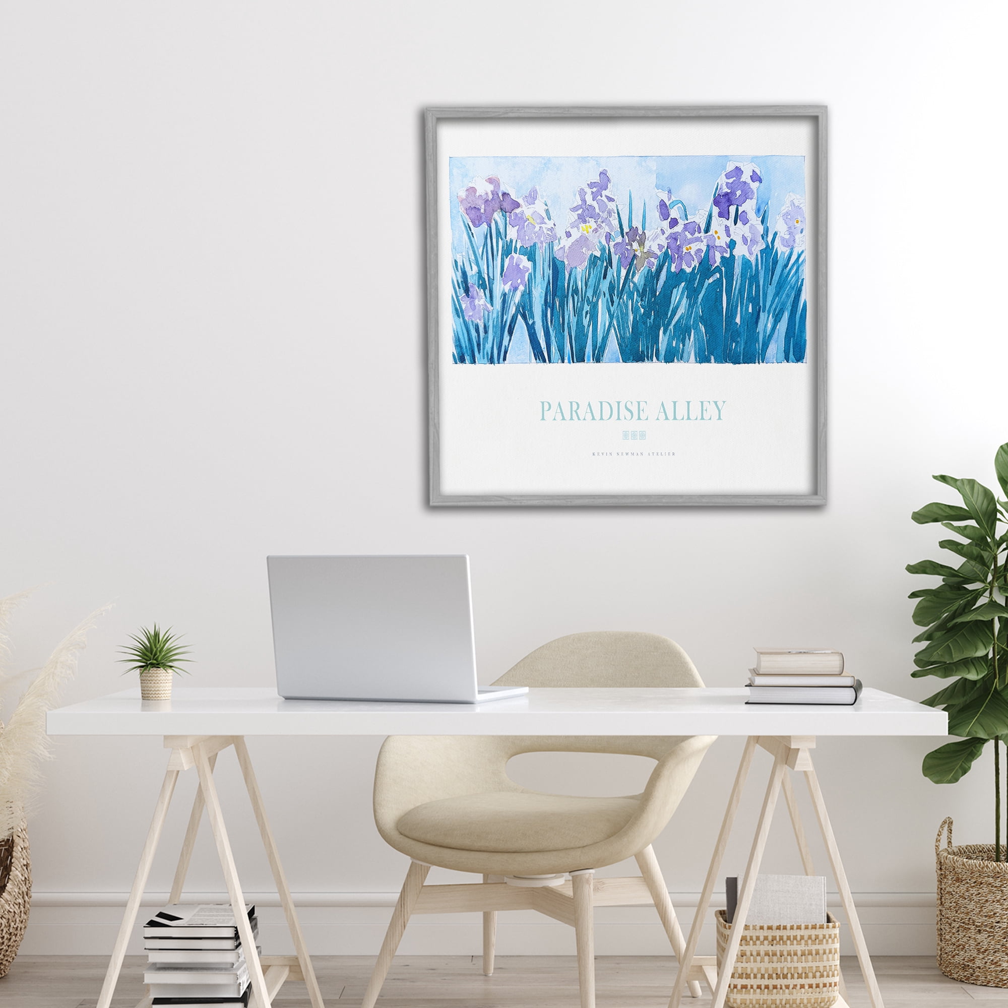 Stupell Industries Paradise Alley Purple Irises Gray Framed Giclee Art, design by Jadei Graphics
