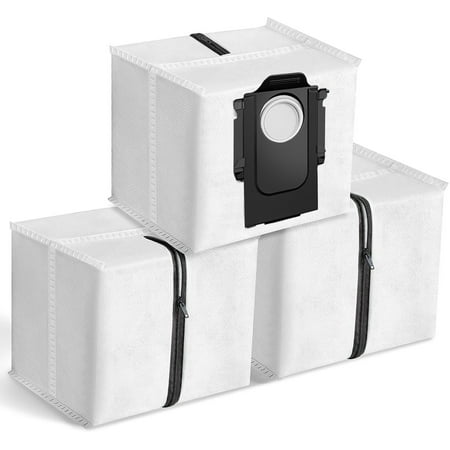 3 Pcs Reusable Zippered Dust Bags for Roborock S8 Pro Ultra, S8+, S7 MaxV Ultra, Q5+, Q7+, Q5 Pro+, Q8 Max+, Replacement Vacuum Bags
