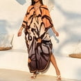 thumbnail image 3 of WTOBBY Women's Sun Protective Dress, Colorful Floral Print Loose Fit Beach Cover Up Bikini Robe Free Size for Vacation Pool Parties and Resort Wear,Orange, 3 of 4