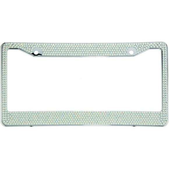 BLVD-LPF OBEY YOUR LUXURY AB Aurora Borealis Crystal Rhinestone License Plate ABS Chrome Frame with Crystal Screw Caps - 1 Frame
