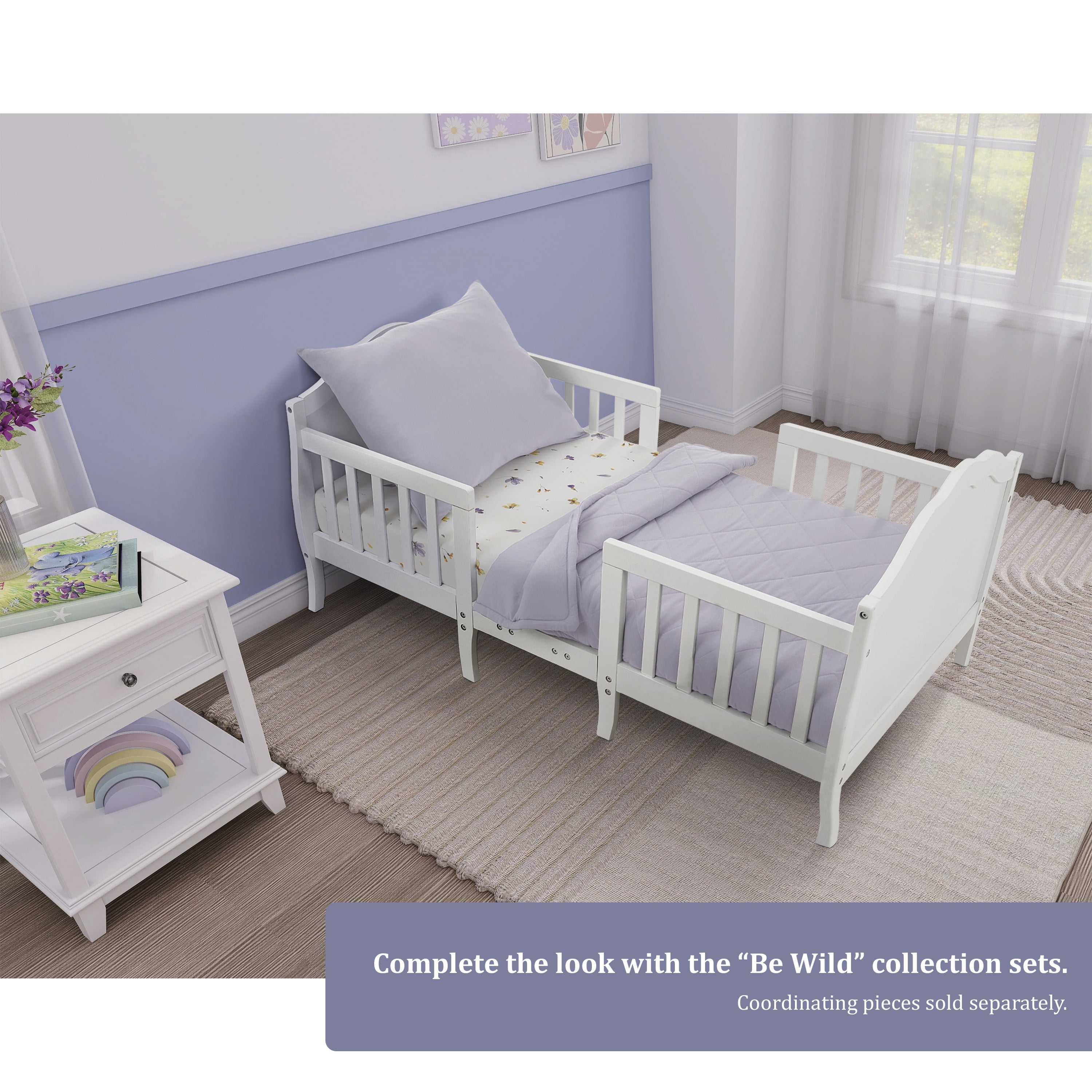 Evolur Be Wild Collection ( 2pc Sheet Set ), Iris Dark Purple & Flower Print