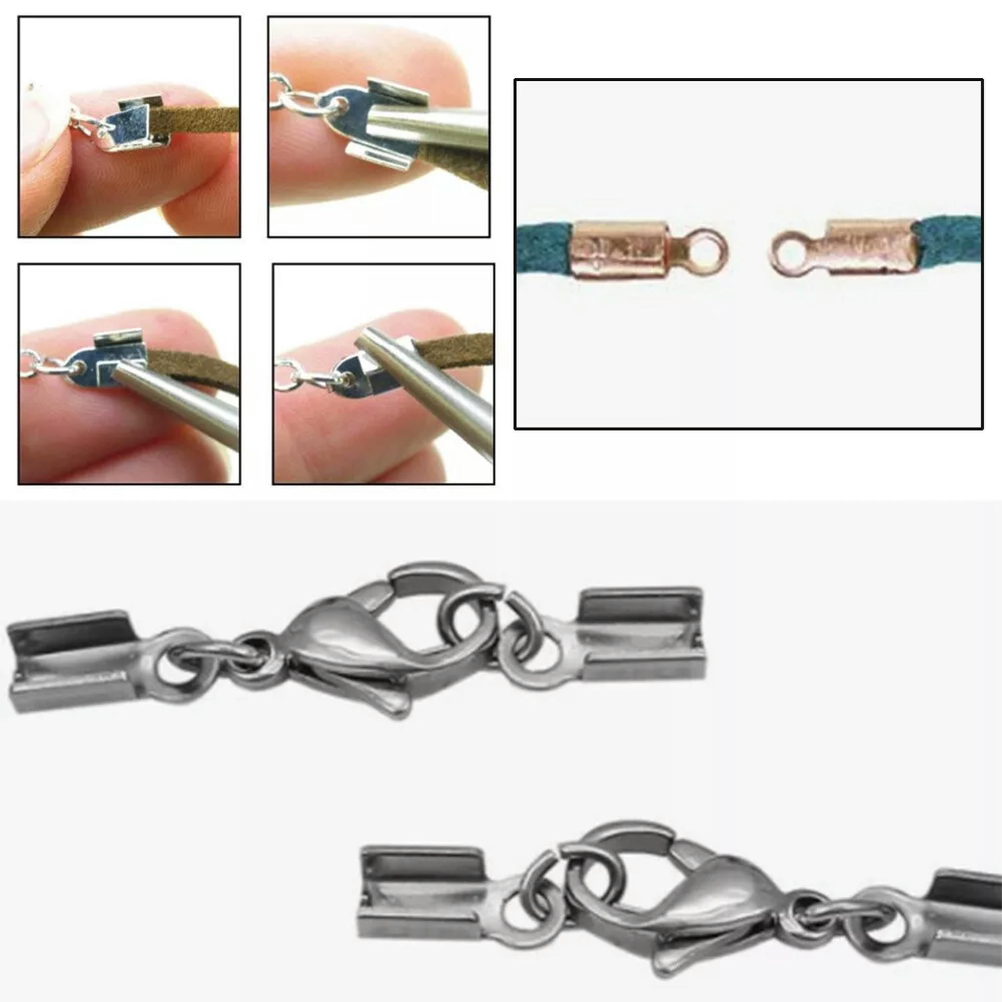 EOEMY 1 Box Iron Ribbon Ends Cord Ends Iron Jump Rings Zinc Alloy Lobster Claw Clasps