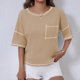 thumbnail image 5 of Camisetas Casuales de Mujer Nueva Camiseta de Manga Corta de Cuello U de Color Sólido de Verano, Poliéster, 5 of 7