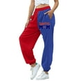 thumbnail image 2 of Vedolay Womens Trousers Women Summer Leisure Pants Long Wide Leg Beach Elastic Waist with Pockets,Red L, 2 of 3