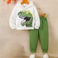 thumbnail image 6 of UAYOTSE Toddler Boys 2 Piece Dinosaur Hooded Outfit Graphic Hoodie Elastic Cuff Pants Kids Playwear Size 12-18 Months, 6 of 8