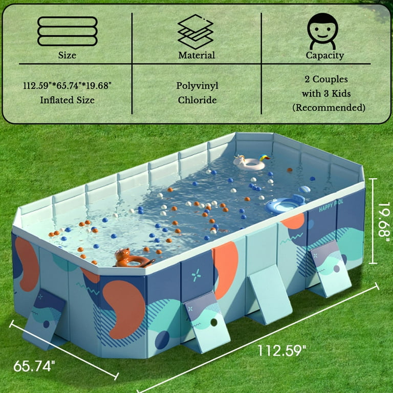Pool Gradient Access Foldable Pool Foldable Rectangle Swimming Pool - Collapsible PVC Family ...