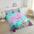 thumbnail image 2 of Erosebridal Mermaid Tail Comforter Set, Fish Scales Down Comforter Twin,Girly Rainbow Bedding Set Ocean Life Sea Animal Quilted Duvet Teal Sequins Pastel Pink Paillette Bedroom Decor,Multicolor, 2 of 6
