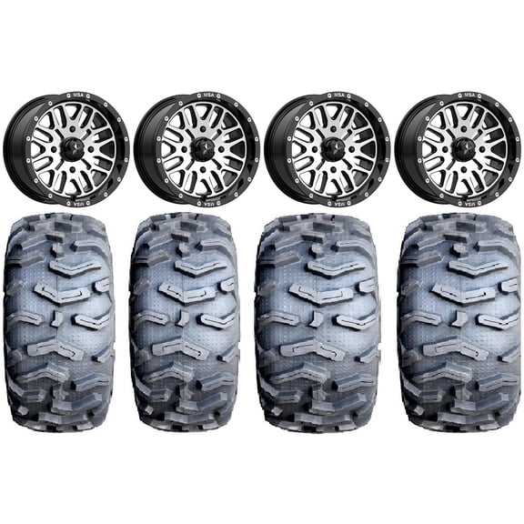 MSA Machined Brute 14" ATV Wheels 26" MotoForce Tires Sportsman 550 850 1000