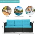 thumbnail image 4 of Cozyhom 3-Seat Outdoor Patio Sofa, PE Rattan Wicker Aluminum Frame Sectional Couch, Black/Blue, 4 of 5
