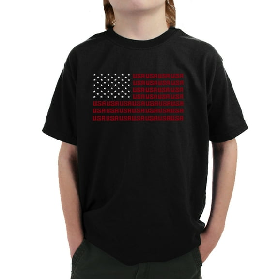 Boy's Word Art T-shirt - USA Flag