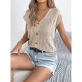 thumbnail image 5 of jinghuiyue Womens Button Down Sweater Vest Cap Short Sleeve Lightweight Cardigan Cable Knit Tops M, 5 of 7