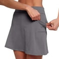 thumbnail image 5 of Skorts for Women with Pockets High Waisted Tummy Control Skirts Plus Size Casual Summer Athletic Skort Gray XL, 5 of 8