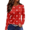 thumbnail image 3 of Mfakffe Christmas Womens Shirts Long Sleeve Crew Neck Tops Casual Christmas Graphic Shirt Lightweight Pullover Tee, 3 of 5