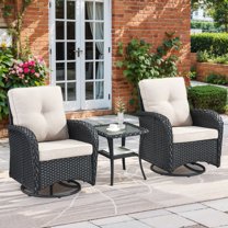 Unnifurnzi Outdoor Swivel Rocker Patio Chairs-6'' Thick Cushions Outdoor Rocking Chairs Set of 2 with Patio Side Table Patio Table and Chairs for Deck Porch Garden Balcony Poolside-Gray/Gray