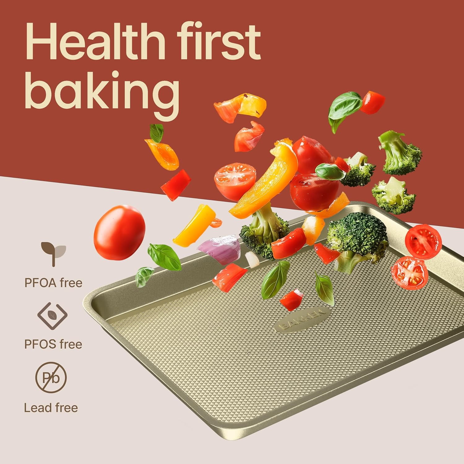 Bakken Diamond Bottom Cookie Sheet Set of 2, Nonstick Carbon Steel Baking Pans, Stackable, Oven Safe 450°F, Small & Medium