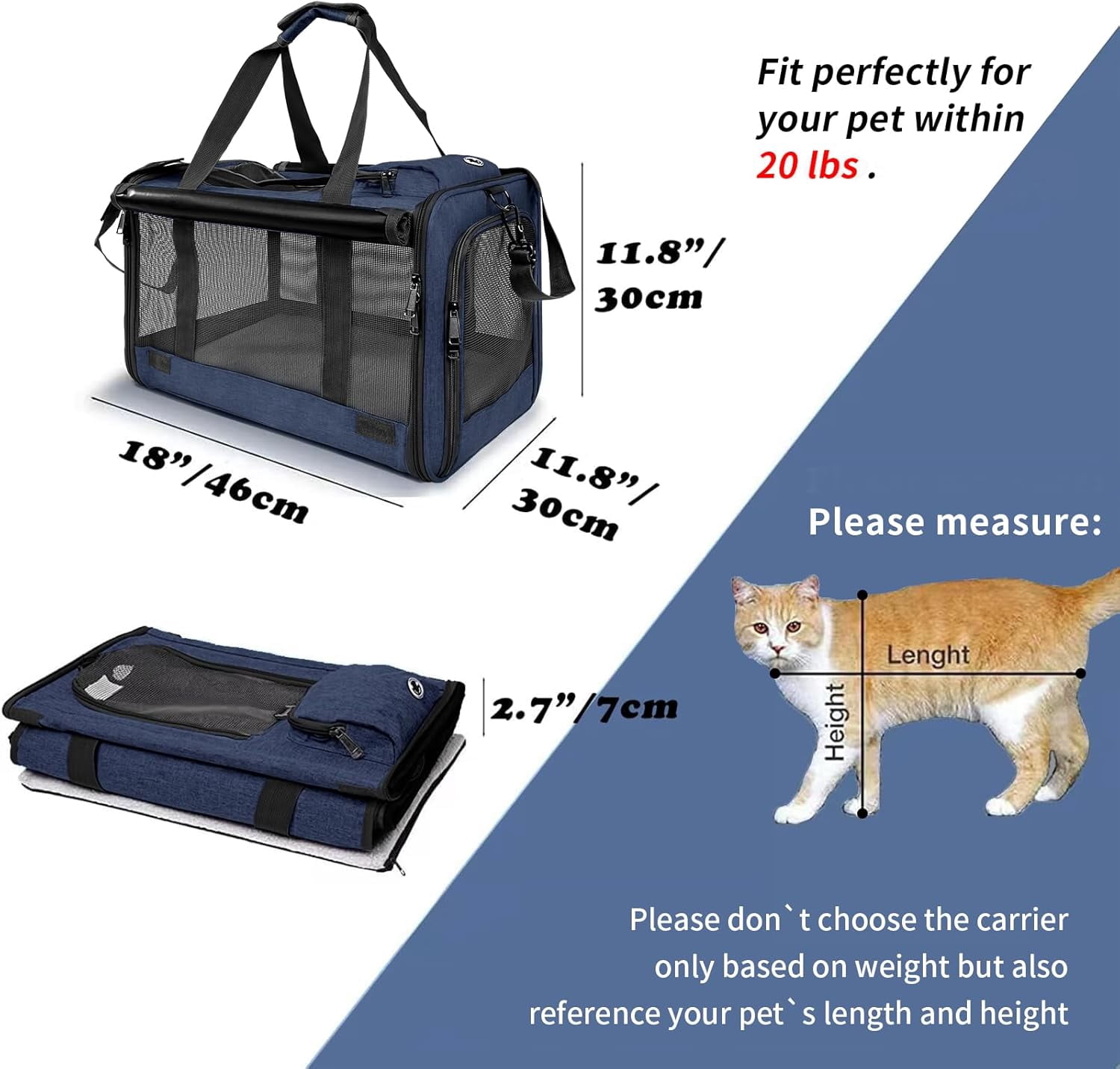 Pet Carrier for Large and Medium Cats, Soft-Sided Pet Carrier for Big Medium Cats and Puppy Dog Carriers Cat Carriers, Pet Privacy Protection Travel Carrier