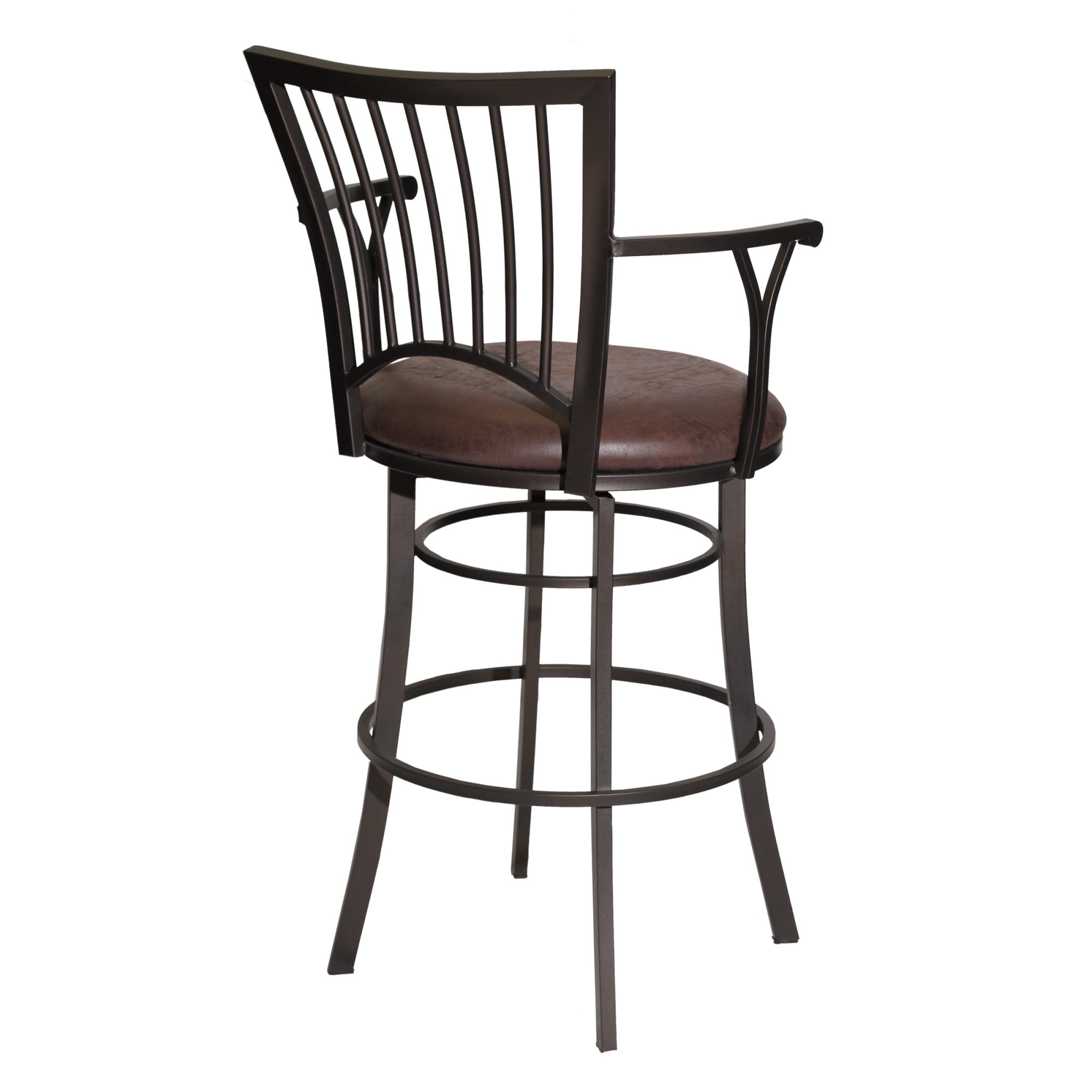 Steve Silver Bayview Metal Swivel Bar Stool with Coach Brown Microsuede Seat