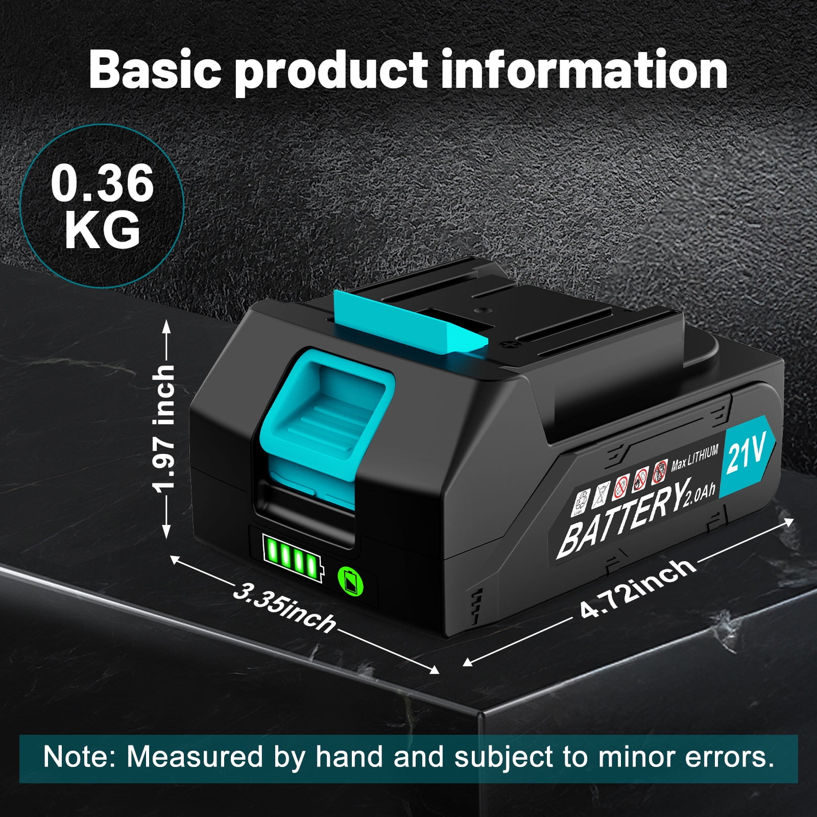 Amiluo 21V 2000mAh Replacement Battery, Applicable to Amiluo External Battery Electric Spin Scrubber (A4, A5 and Older External Battery Products)