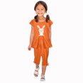 thumbnail image 2 of Piuwrlz Kids Outfit Set for Girls Summer Short Sets Printed Round Neck Tight T-Shirt and Shorts Set Orange Size 3 Years, 2 of 6