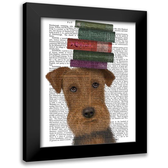 Fab Funky 12x14 Black Modern Framed Museum Art Print Titled - Airedale and Books