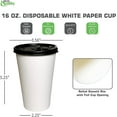 thumbnail image 2 of 16 oz Disposable White Paper Coffee Cups with Black Flat Lids, Recyclable Hot/Cold Beverage Paper Drinking Cups with Lids for Tea, Water, Coffee, Travel, Picnic, Breakroom, Office (150 Pack), 2 of 5
