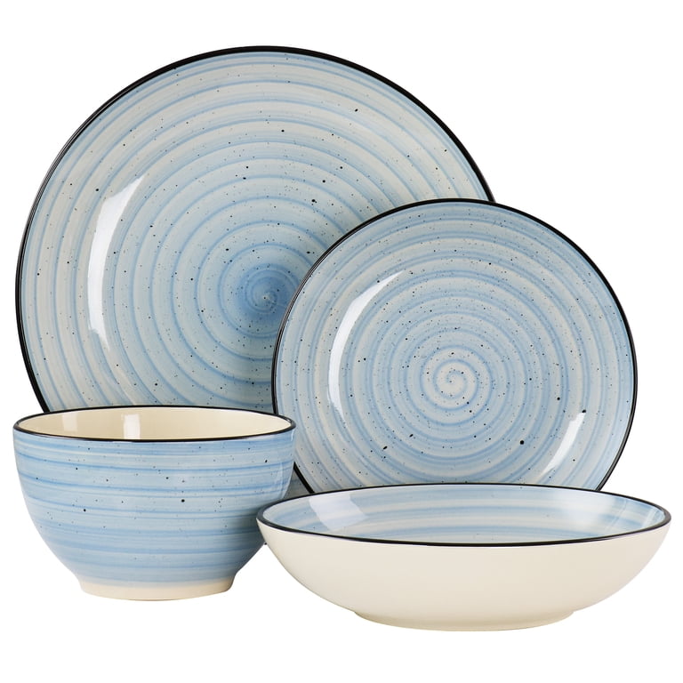 Elama Gia 24-Piece Stoneware Dinnerware Set, Light Blue photo 5