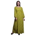 thumbnail image 1 of Bimba Polyester Georgette Buds & Lotus Floral Print Womenâ€™s Long Elastic Waist Casual Summer MaxiÂ&nbsp;Dress-X-Large, 1 of 5