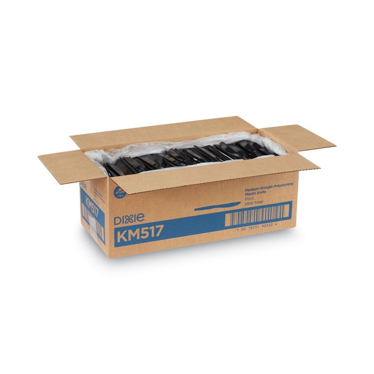 Plastic Cutlery, Heavy Mediumweight Knives, Black, 1,000/Carton Plastic Cutlery, Heavy Mediumweight Knives, Black, 1,000/Carton