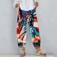 thumbnail image 3 of SELONE Fourth of July Womens Capris Pants Elastic Waist Wide Leg Pants Summer Trousers Loose Patriotic Outfits Blue L, 3 of 5