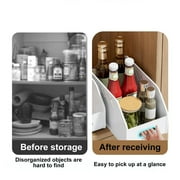 Large Capacity Plastic Kitchen Cabinet Organizer - Stackable Slant-Top Storage Basket with Handle, Multiuse Pantry Organizer for Seasoning, Snacks, Sundries, Desktop & Cabinet Storage