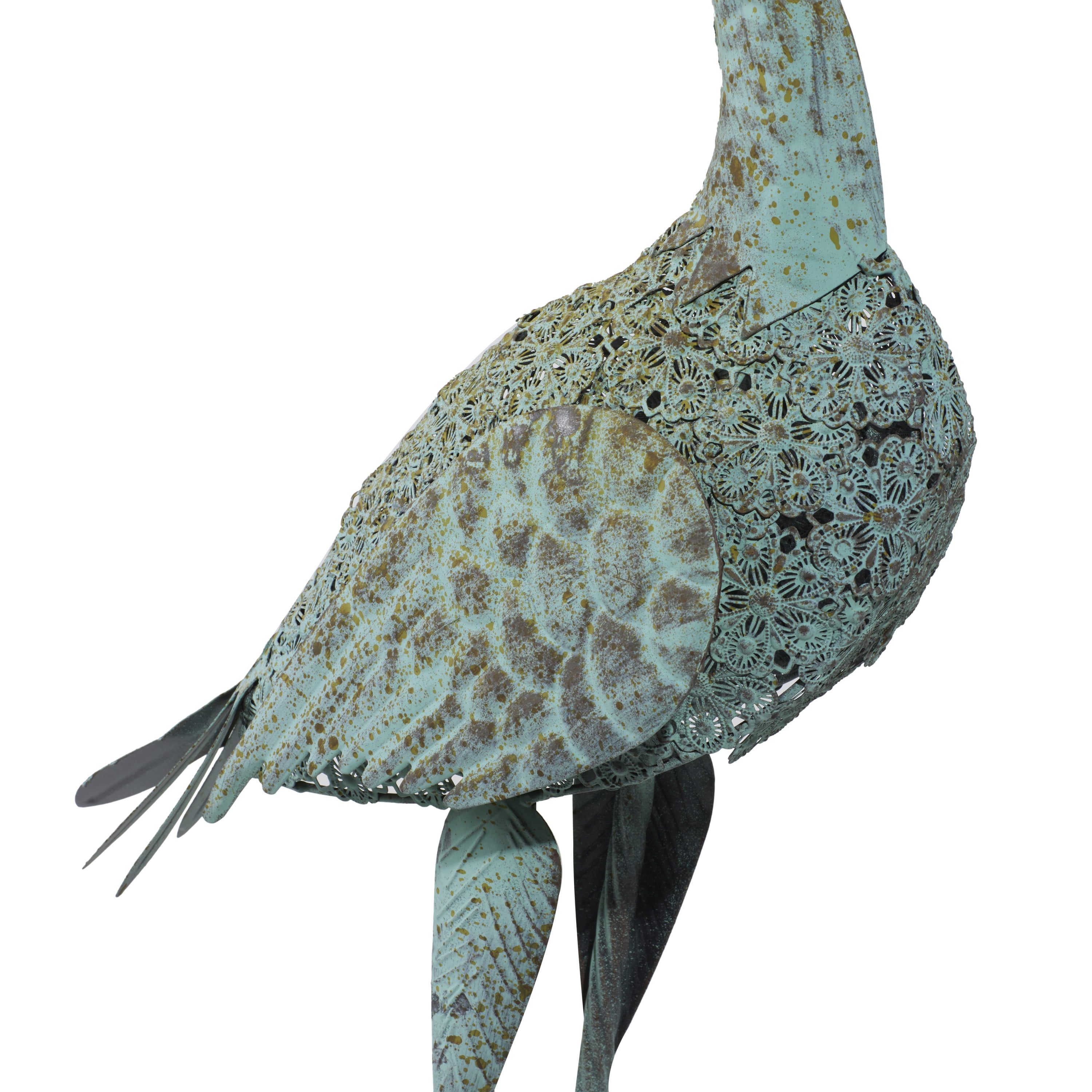 DecMode 40" Indoor Outdoor Standing Crane Garden Sculpture with Coiled U Shaped Feet (2 Pack)