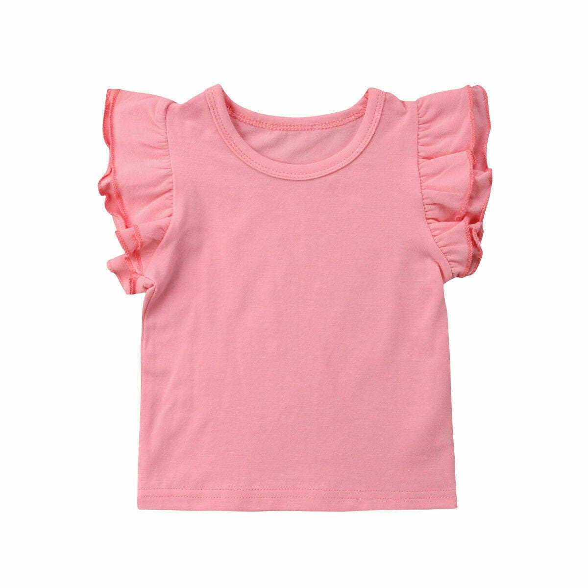 Baby Girls T-shirt Top 100% Soft Cotton Sleeveless Frilly Pink Age 6  12 Months 
