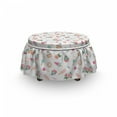 thumbnail image 3 of Ice Cream Ottoman Cover, Sweets Lollipop Cupcake, 2 Piece Slipcover Set with Ruffle Skirt for Square Round Cube Footstool Decorative Home Accent, Standard Size, Blush Multicolor, by Ambesonne, 3 of 5