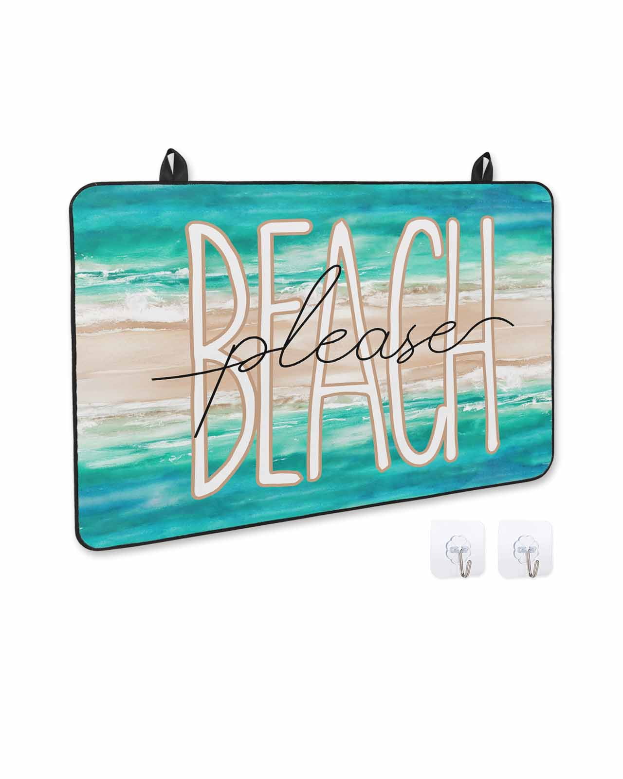 nqOlkjepod Large Induction Cooktop Protector Mat 36"x21", Summer Turquoise Beach Stove Top Covers for Electric Stove, Sand Coastal Waves Gradient Stove Burner Cover Mats, Glass Top Stove Cover