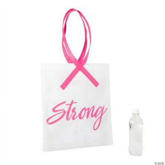 Large Pink Ribbon Strong Tote Bags, Birthday, Apparel Accessories, 12 Pieces