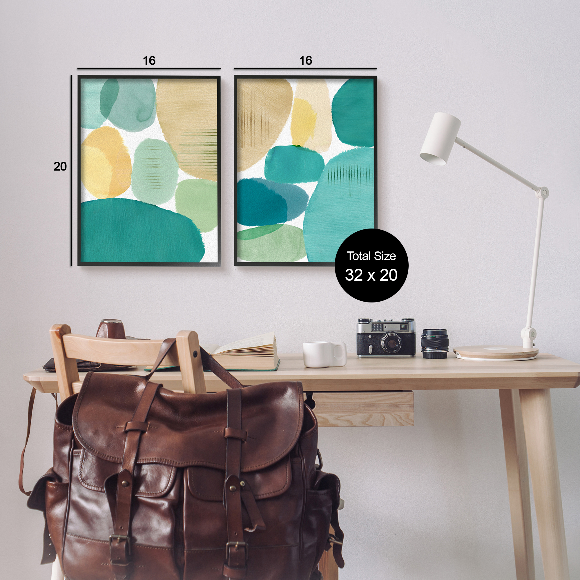 Stupell Industries Abstract Green Geometric Abstract Painting Black Framed Art Print Wall Art, 16 x 20