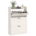 thumbnail image 1 of HOMCOM Armoire à Chaussures Étroite Armoire de Rangement pour Chaussures Style Ferme Chêne Blanc, 1 of 10
