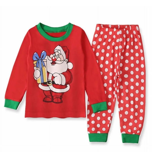Conjunto de ropa navideña para niños y niñas, pijamas de manga larga para bebés, camisetas y pantalones, 2 uds., ropa de casa, trajes de Año Nuevo