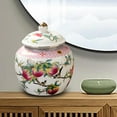 thumbnail image 6 of Porcelain Temple Jar, Ceramic Ginger Jar, Tea Canister, Food Storage Jar, Floral Arrangement Flower Vase for Desktop Home Dining Room Decoration 1200ML, 6 of 8