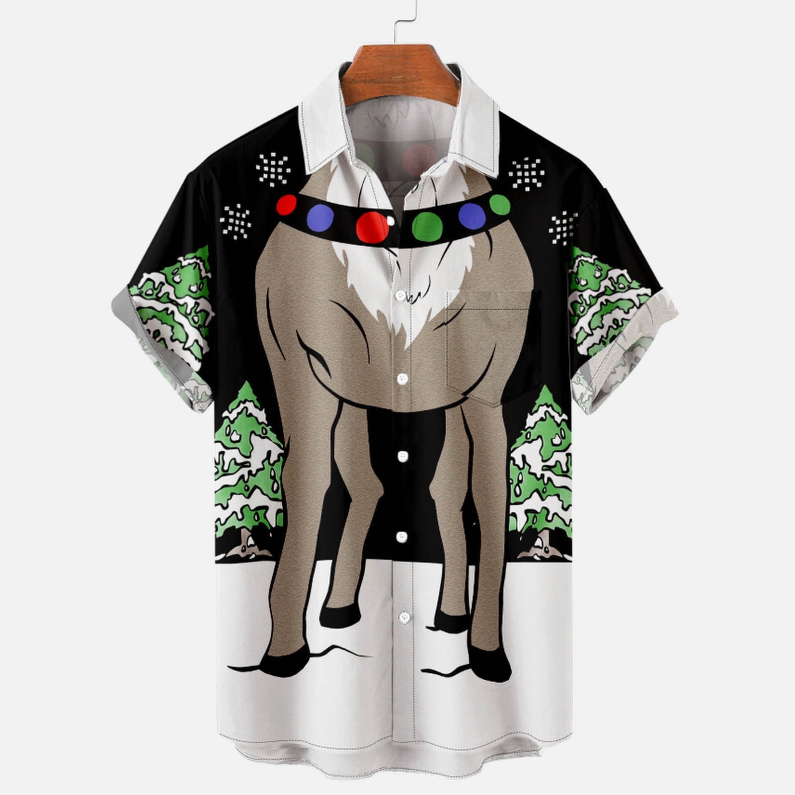 EQWLJWE Christmas Button Up Shirt for Men's Short Sleeve Santa Claus Party Tropical Hawaiian