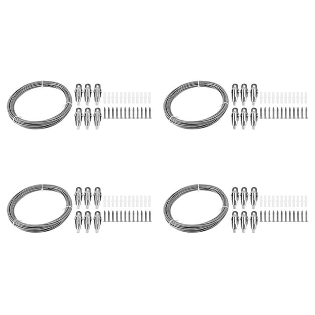 4 Pcs 10M Câble en Acier Inoxydable Câble en Acier Revêtu de PVC Corde de Rideau Réglable Suspension de Lampe Fil d'Image