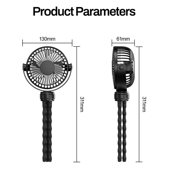 Portable Baby & Travel Stroller Fan with Flexible Octopus Tripod and Quiet Operation